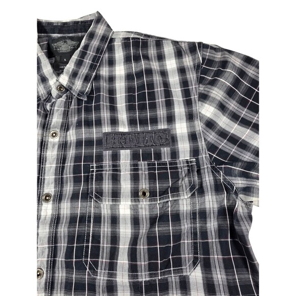 Harley-Davidson Motorcycles Snap Button Shirt Mens L Large Plaid - Picture 2 of 5